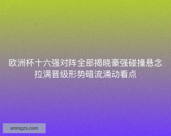 欧洲杯十六强对阵全部揭晓豪强碰撞悬念拉满晋级形势暗流涌动看点